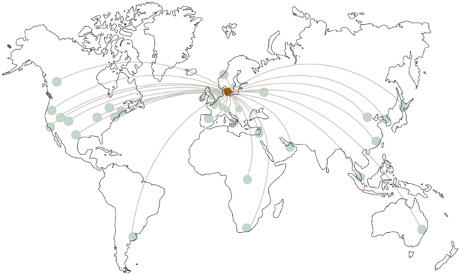 Department research collaborations all  over the world.